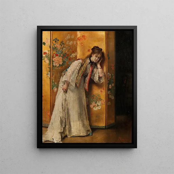 Curieux - Alfred Stevens — inramlat konstverk på väggen