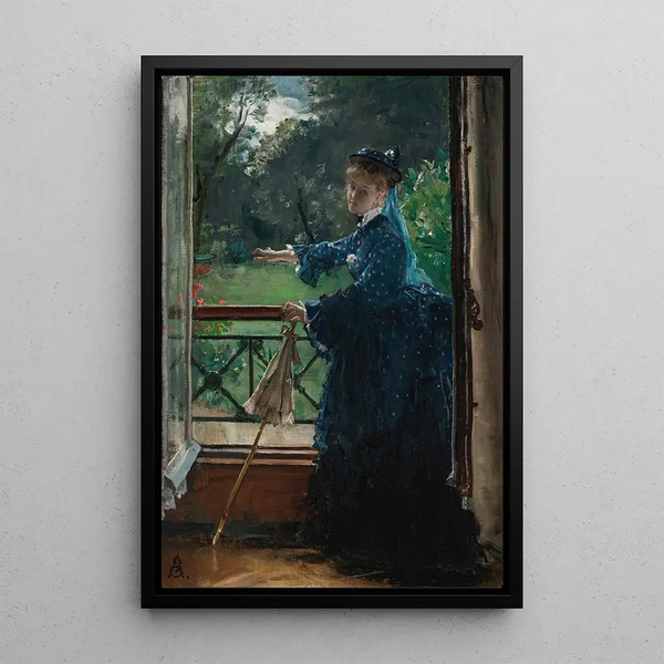 Femme au balcon - Alfred Stevens — inramlat konstverk på väggen