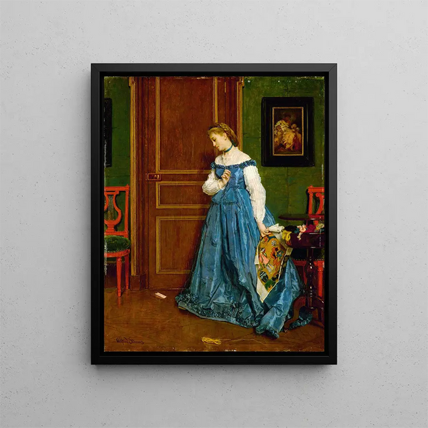 Hésitation Madame Monteaux - Alfred Stevens — inramlat konstverk på väggen