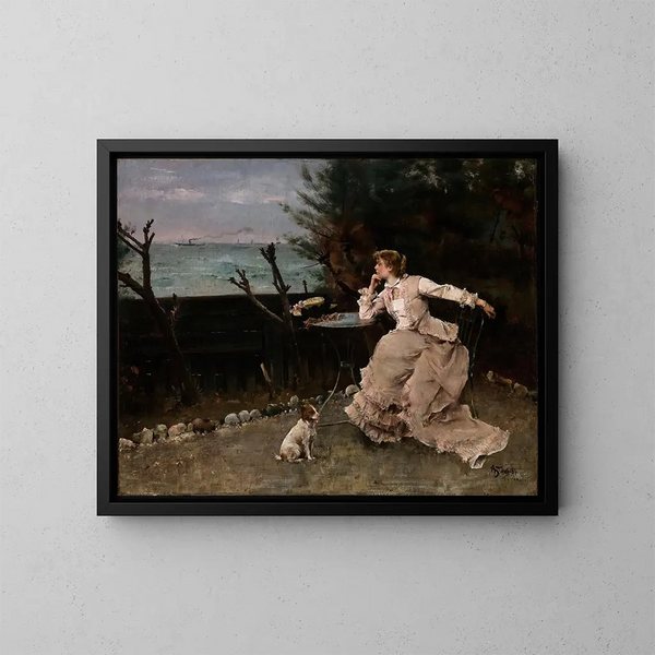 En fullständig reflektion - Alfred Stevens — inramlat konstverk på väggen