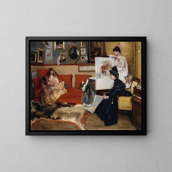 I ateljén - Alfred Stevens — inramlat konstverk på väggen