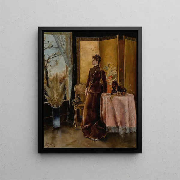 La Neige - Alfred Stevens — inramlat konstverk på väggen