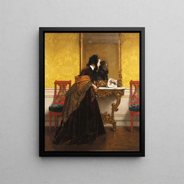 Le bouquet - Alfred Stevens — inramlat konstverk på väggen