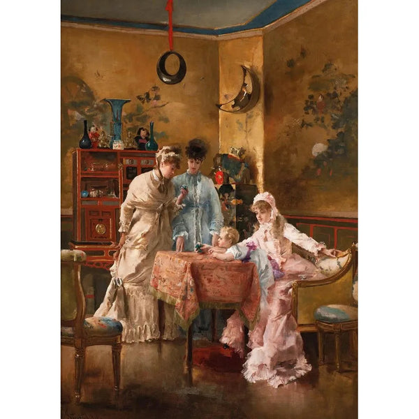 Les visiteuses - Alfred Stevens — inramlat konstverk på väggen