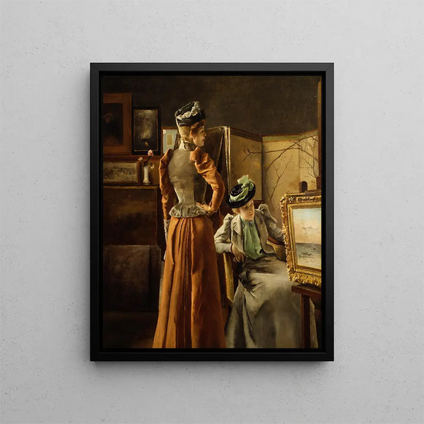 Titta på en målning - Alfred Stevens — inramlat konstverk på väggen