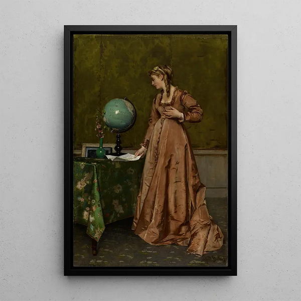 Reproduktion av målningen Nya från fjärran - Alfred Stevens