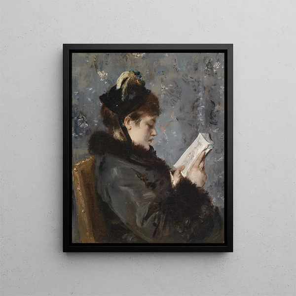en ung kvinnas porträtt - Alfred Stevens — inramlat konstverk på väggen
