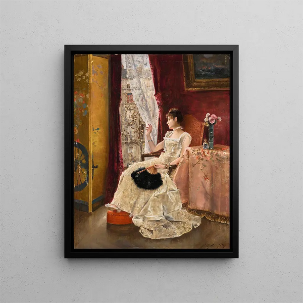 Rêverie - Alfred Stevens — inramlat konstverk på väggen