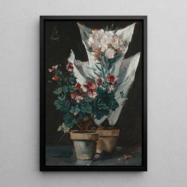 Reproduktion av målningen Naturtavla med pelargoner i kruka - Alfred Stevens