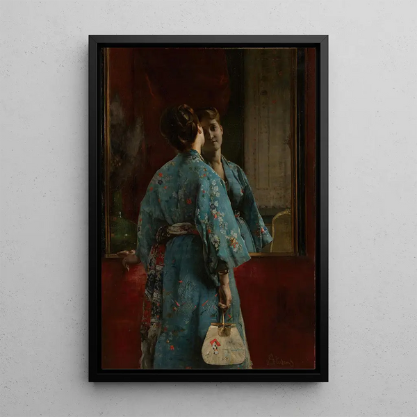 Reproduktion av målningen Le kimono japonais - Alfred Stevens