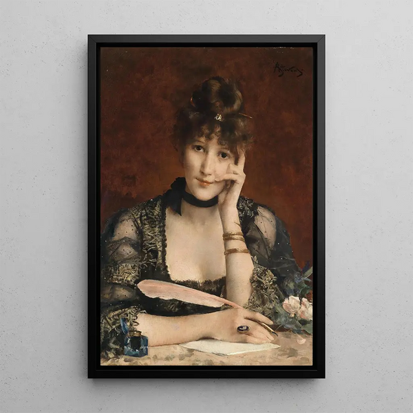 La lettre - Alfred Stevens — inramlat konstverk på väggen