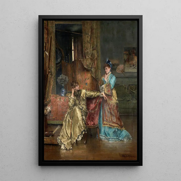 La Visite - Alfred Stevens — inramlat konstverk på väggen