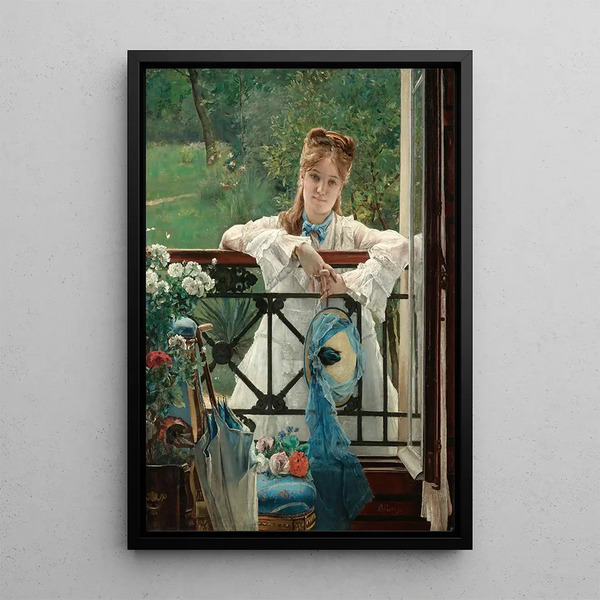 Reproduktion av målningen Un Bleuet - Alfred Stevens