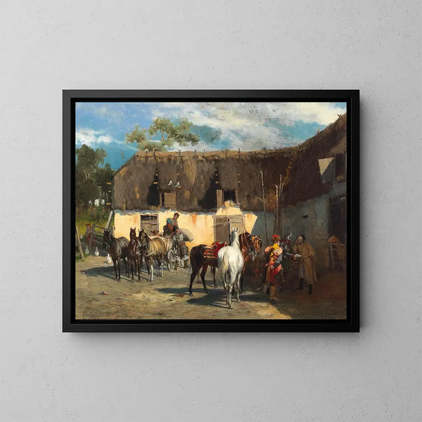 La Réquisition - Alfred von Wierusz-Kowalski — inramlat konstverk på väggen
