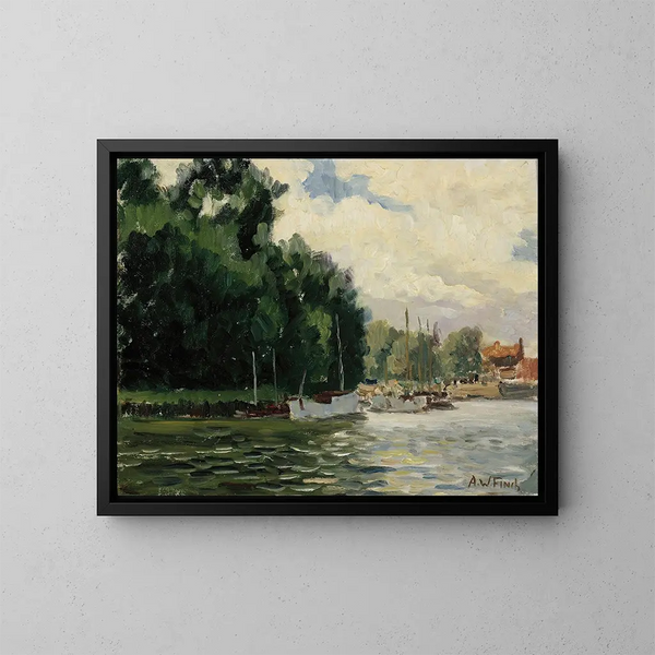 Thames vid Richmond - Alfred William Finch — inramlat konstverk på väggen