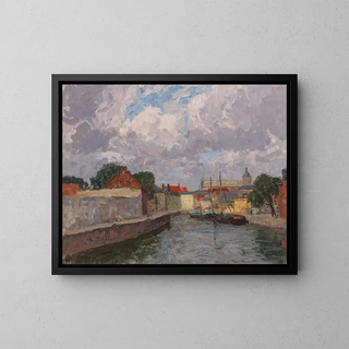 Alfred Zoff - A Canal with Boats before a Town.webp