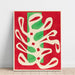 Reproduktion av målningen Algue Blanche sur Fond Rouge et Vert - Henri Matisse