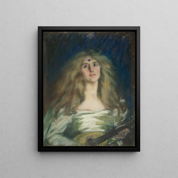 Natalie à la mandoline - Alice Pike Barney — inramlat konstverk på väggen
