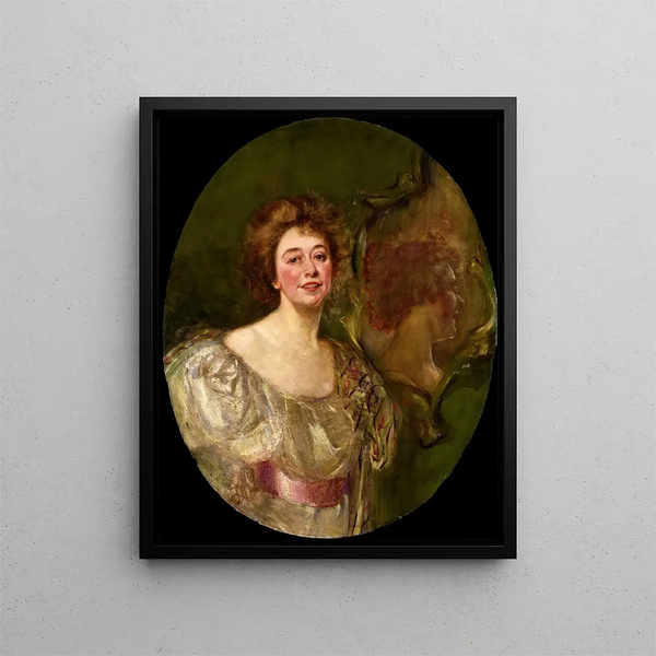 Självporträtt reflekterat i en spegel - Alice Pike Barney — inramlat konstverk på väggen