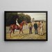 Kingswood galopp häst med C. Wood, tränare Sherrad och Sir G. Chetwynd Bart, Lord Lurgan och M. E.H. Benson i närheten - Allen Culpeper Sealy — inramlat konstverk på väggen