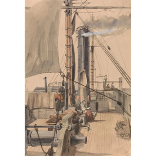 Allen Edward Everitt - Deck of a Paddle Steamer With a Girl Reading and a Horse Travelling in a LooseBox.webp
