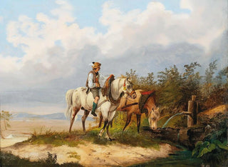 Alois Bach - Reiter Mit Pferden Bei Der Trnke.webp