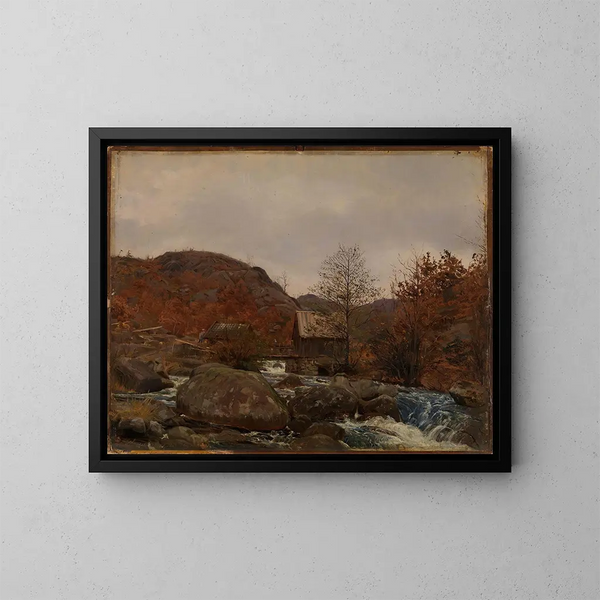 Moulin à Frostestad nära Mandal - Amaldus Nielsen — inramlat konstverk på väggen