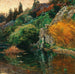 kvällsatmosfär, motiv av S. K. H. ärkehertig Josephs park i Fiume - Olga Wisinger-Florian — visat i en interiör