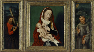Ambrosius Benson - The Virgin with Child central panel Saints Andrew and Francis inner side Triptych.webp