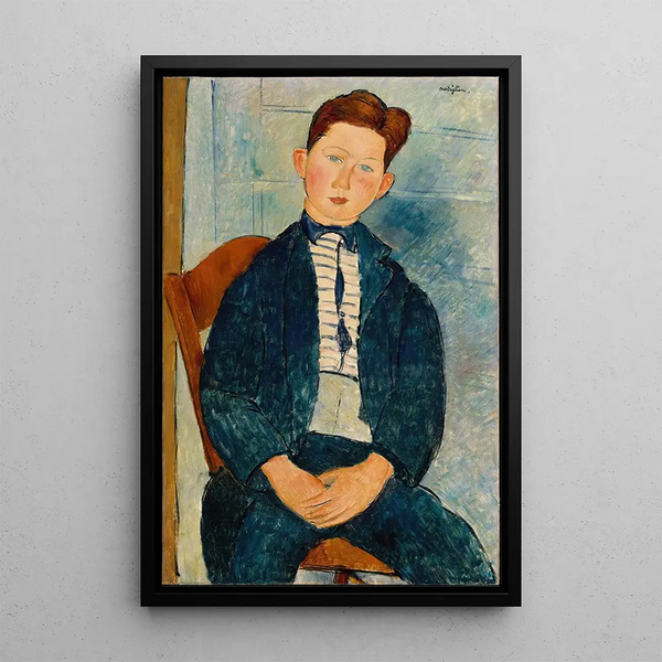 pojke i randig tröja - Amedeo Modigliani — inramlat konstverk på väggen