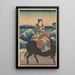 Reproduktion av målningen Île d'Enoshima Figur på en oxe vågor - Andō Hiroshige