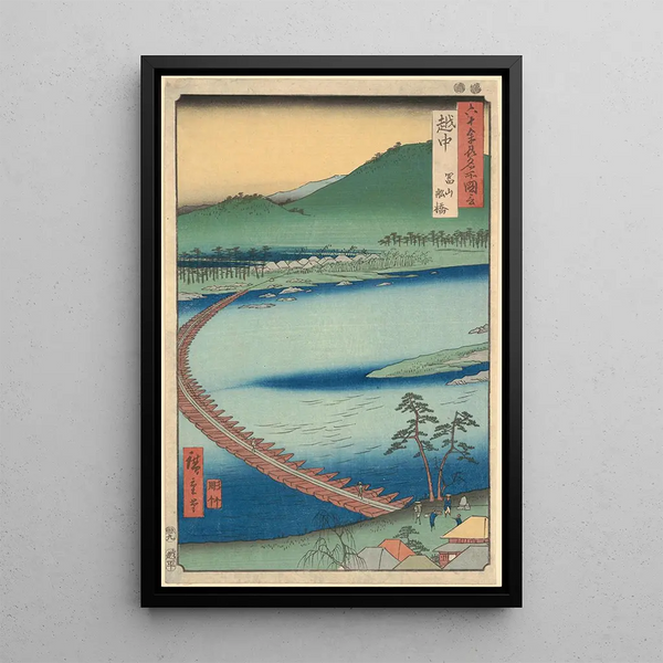 Prefektur Etchu Pont Flottant Funabashi - Andō Hiroshige — inramlat konstverk på väggen