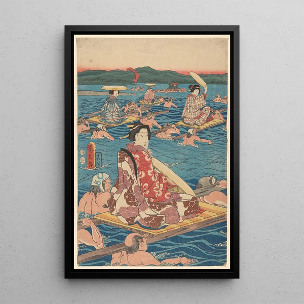 Reproduktion av målningen av Traversée d'une Large Rivière - Andō Hiroshige