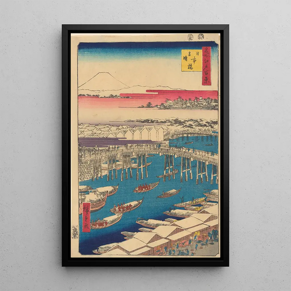 Nihonbashi Temps Clair après la Neige Nihonbashi Yukibare - Andō Hiroshige — inramlat konstverk på väggen