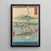 Reproduktion av målningen Radeau Shoshiyu bland vassarna - Andō Hiroshige