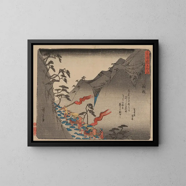 Tokaido gojusantsugi, planche 11 - Andō Hiroshige — inramlat konstverk på väggen