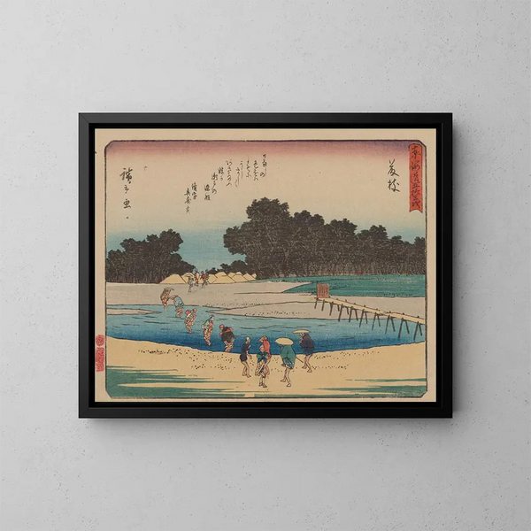Tokaido gojusantsugi, planche 23 - Andō Hiroshige — inramlat konstverk på väggen