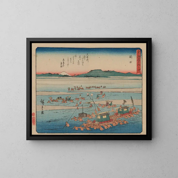 Tokaido gojusantsugi, planche 24 - Andō Hiroshige — inramlat konstverk på väggen