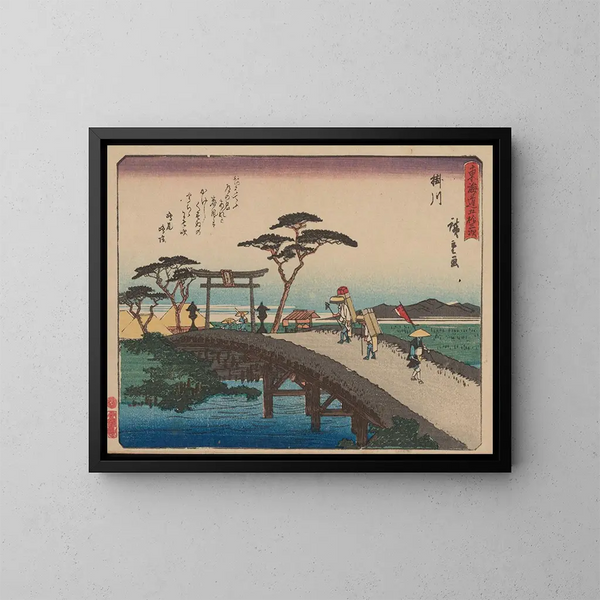 Tokaido gojusantsugi, planche 27 - Andō Hiroshige — inramlat konstverk på väggen
