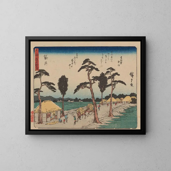 Tokaido gojusantsugi, planche 28 - Andō Hiroshige — inramlat konstverk på väggen