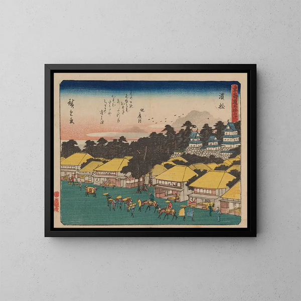 Tokaido gojusantsugi, planche 30 - Andō Hiroshige — inramlat konstverk på väggen
