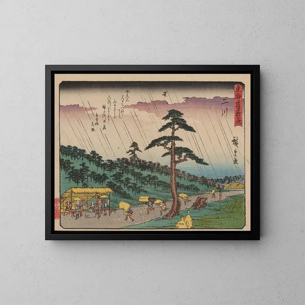 Tokaido gojusantsugi, planche 34 - Andō Hiroshige — inramlat konstverk på väggen