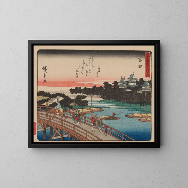 Tokaido gojusantsugi, planche 35 - Andō Hiroshige — inramlat konstverk på väggen