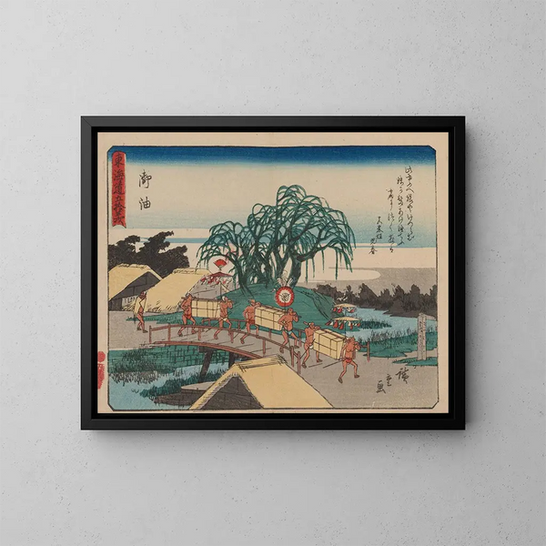 Tokaido, femtio-tre stationer, planche 36 - Andō Hiroshige — inramlat konstverk på väggen