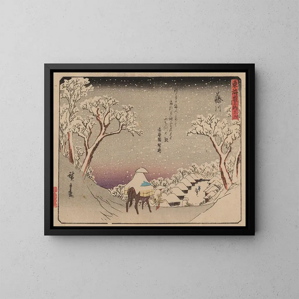 Tokaido gojusantsugi, planche 38 - Andō Hiroshige — inramlat konstverk på väggen
