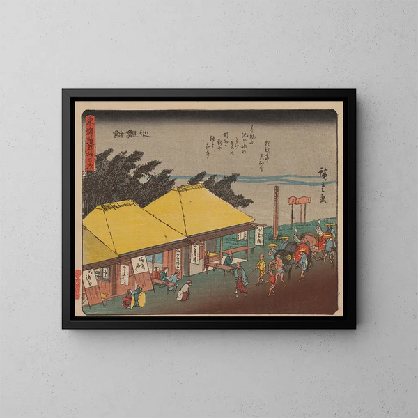 Tokaido gojusantsugi, planche 40 - Andō Hiroshige — inramlat konstverk på väggen