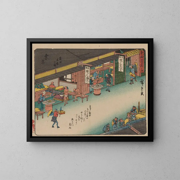 Tokaido gojusantsugi, planche 43 - Andō Hiroshige — inramlat konstverk på väggen