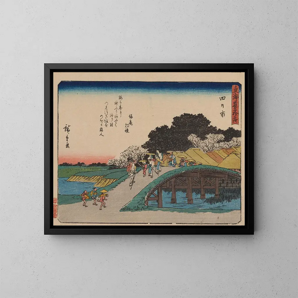 Tokaido gojusantsugi, planche 44 - Andō Hiroshige — inramlat konstverk på väggen