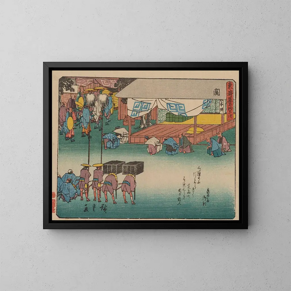 Tokaido gojusantsugi, planche 48 - Andō Hiroshige — inramlat konstverk på väggen