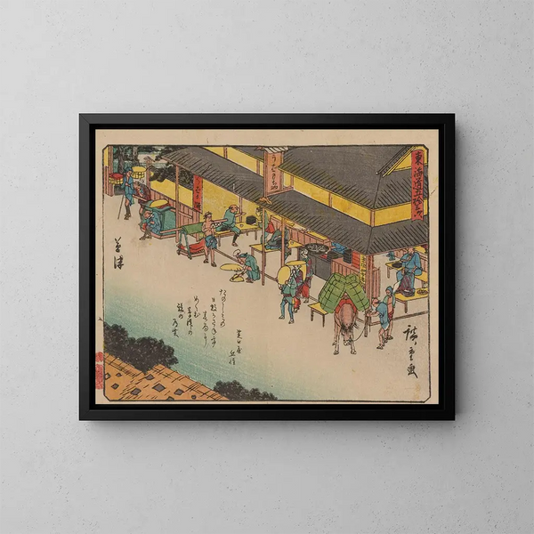 Tokaido gojusantsugi, planche 53 - Andō Hiroshige — inramlat konstverk på väggen